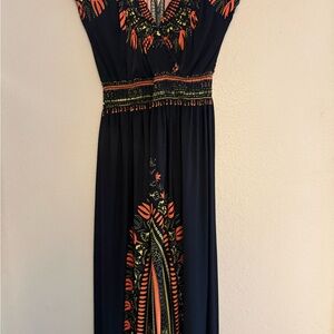 Embroidered Navy Maxi Dress boho bohemian